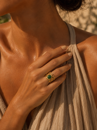 Bague CANOPÉE — Jade Vert & Or 24k | Univers Végétal