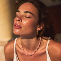 Collier ANTILLES - perles plates naturelles pierres semi précieuses