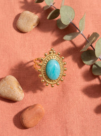 Bague AZURA — Amazonite & Or 24k | Univers Solaire