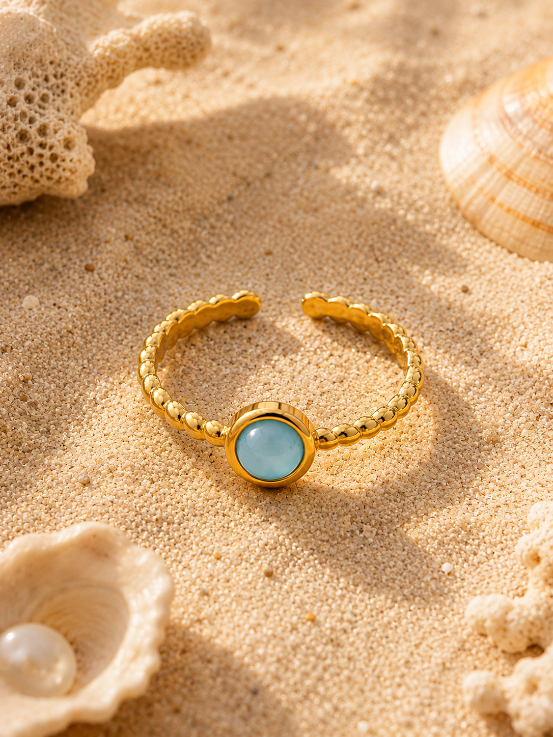 Bague PERLINA — Pierre Naturelle & Or 24k | Univers Aquatique