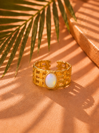 Bague AURÉLIA — Opale & Or 24k | Univers Aquatique
