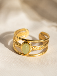 Bague NAÏA — Aventurine & Or 24k | Univers Aquatique