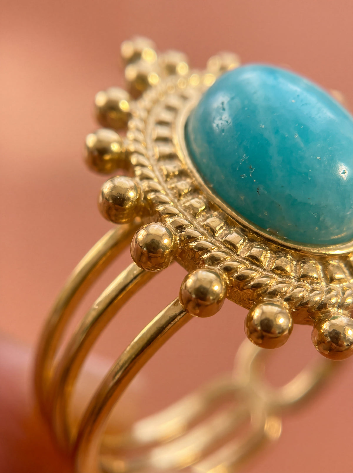 Bague AZURA — Amazonite & Or 24k | Univers Solaire