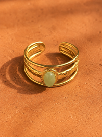 Bague NAÏA — Aventurine & Or 24k | Univers Aquatique
