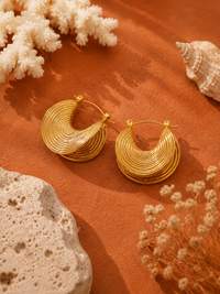 Boucles d'oreilles NAUTILE — Créoles Organiques Dorées - Univers Aquatique