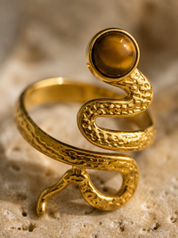 Bague TERRA — Œil de Tigre & Or 24k | Univers Terre