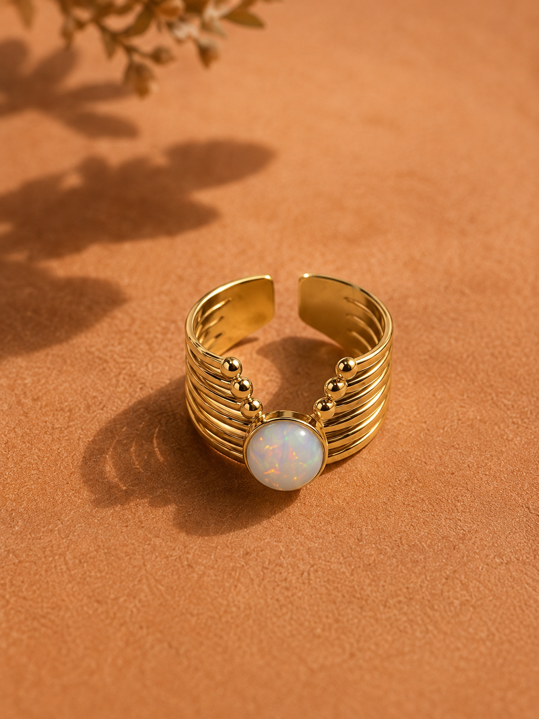 Bague MARÉA — Opale & Or 24k | Univers Aquatique