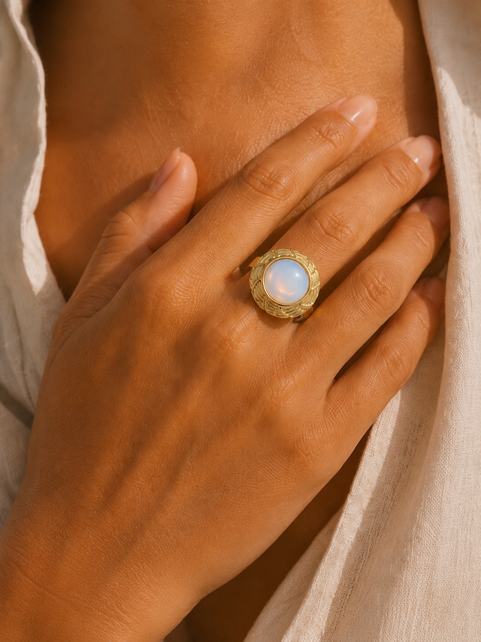 Bague SOLAR — Opale & Or 24k | Univers Solaire