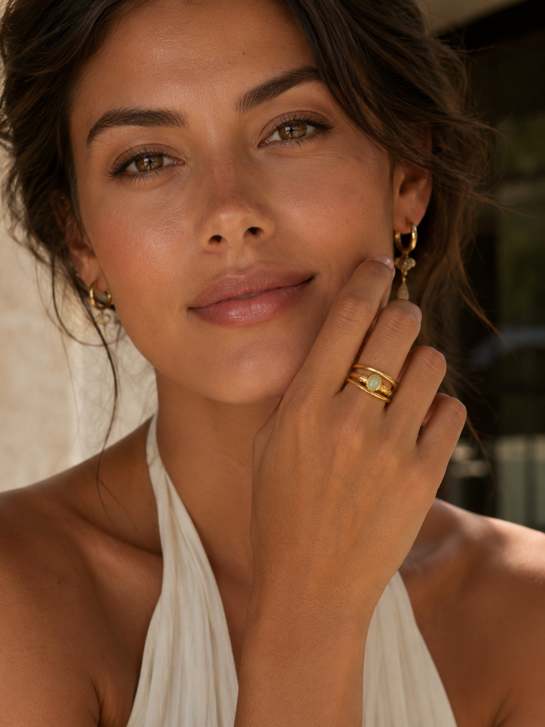 Bague NAÏA — Aventurine & Or 24k | Univers Aquatique