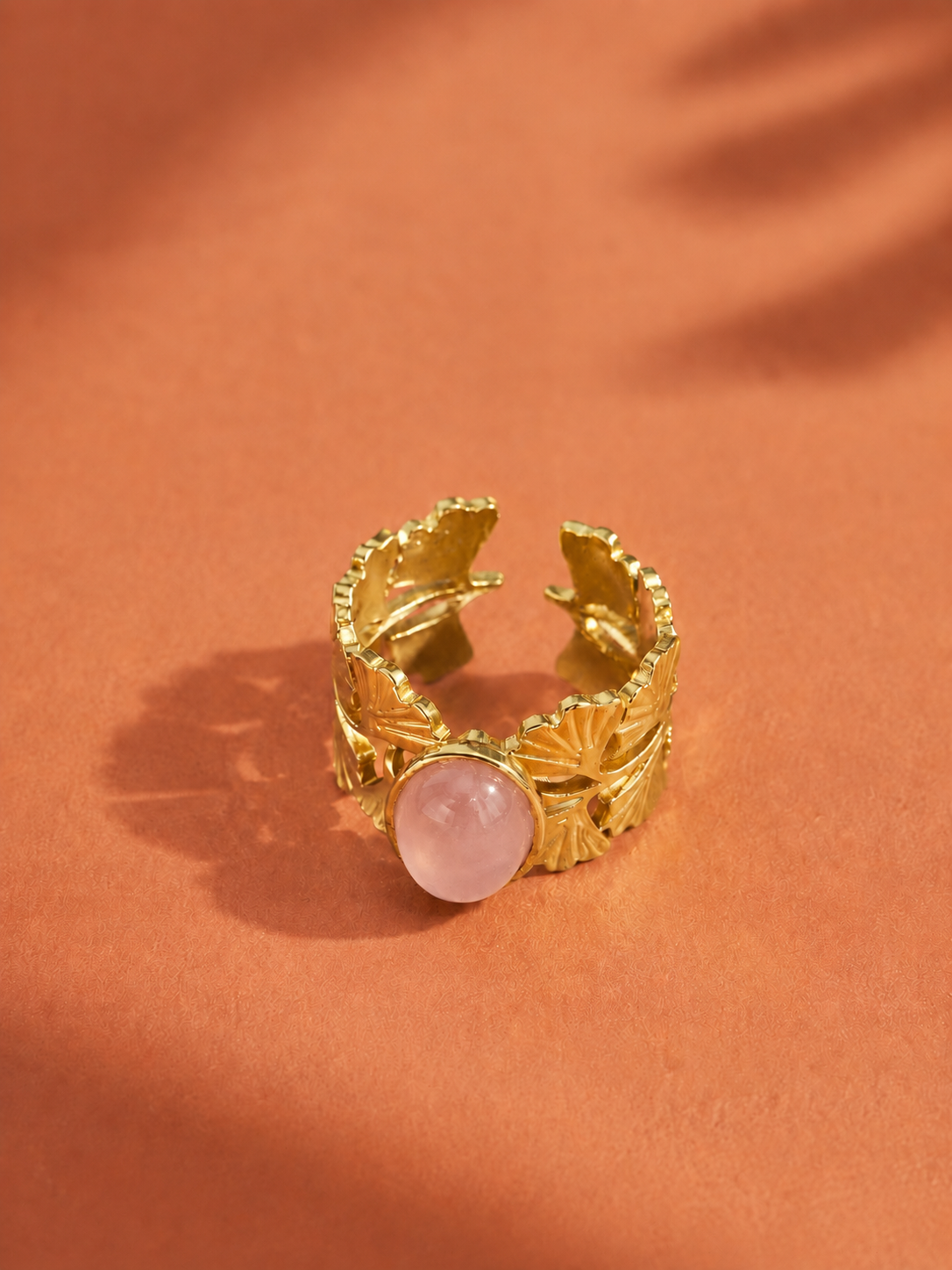 Bague FLORÉA — Pierre Naturelle & Feuillage Doré | Univers Végétal