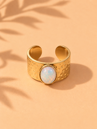 Bague MINERA — Pierre Naturelle & Or 24k Martelé | Univers Terre