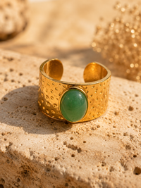 Bague MINERA — Pierre Naturelle & Or 24k Martelé | Univers Terre
