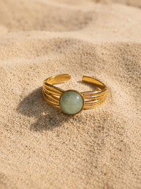 Bague ALMÉA — Aventurine & Or 24k | Univers Végétal