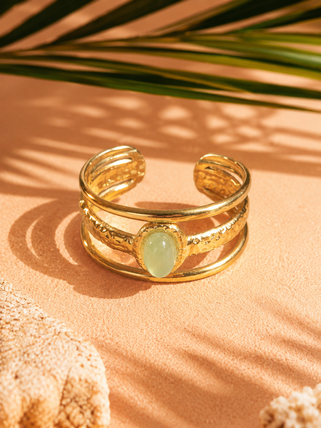 Bague NAÏA — Aventurine & Or 24k | Univers Aquatique
