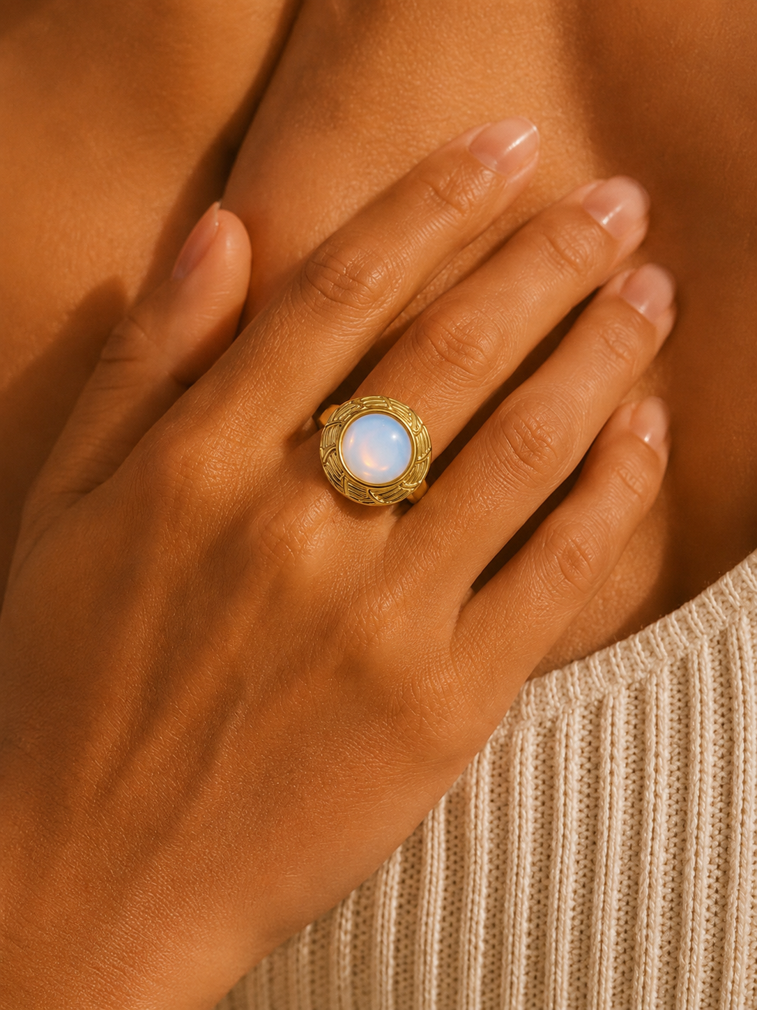 Bague SOLAR — Opale & Or 24k | Univers Solaire
