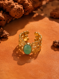 Bague FLORÉA — Pierre Naturelle & Feuillage Doré | Univers Végétal