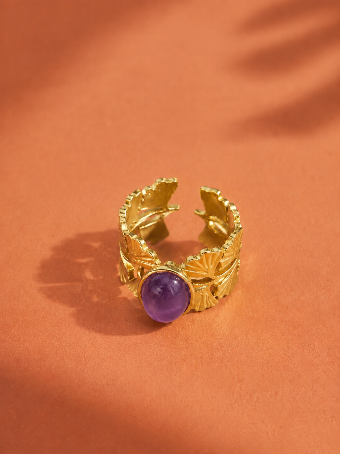 Bague FLORÉA — Pierre Naturelle & Feuillage Doré | Univers Végétal