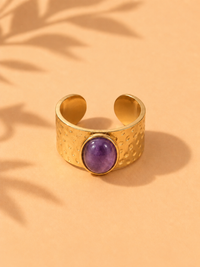 Bague MINERA — Pierre Naturelle & Or 24k Martelé | Univers Terre