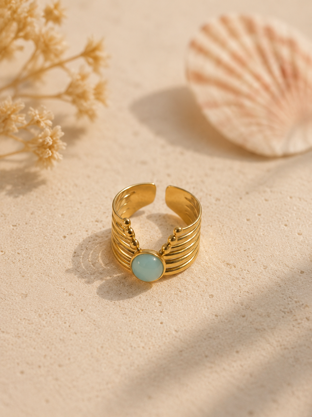 Bague MARÉA — Opale & Or 24k | Univers Aquatique