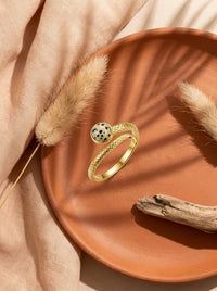Bague OPHÉA — Serpent & Jaspe Dalmatien Or 24k | Univers Terre