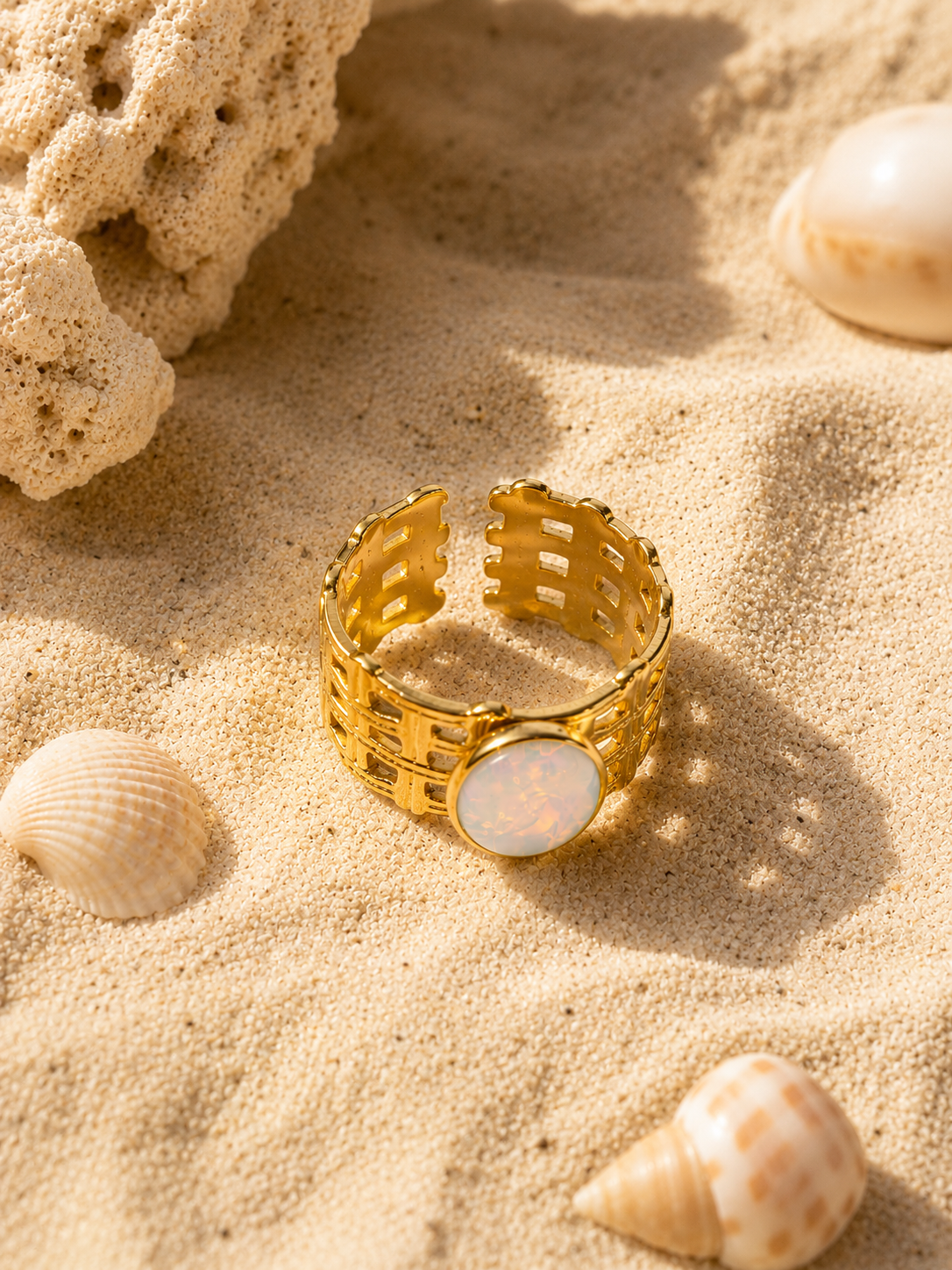 Bague AURÉLIA — Opale & Or 24k | Univers Aquatique