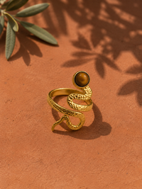 Bague TERRA — Œil de Tigre & Or 24k | Univers Terre
