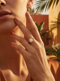 Bague femme réglable dentelle opale blanche 
