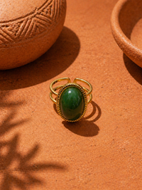 Bague pierre jade vert Fidji