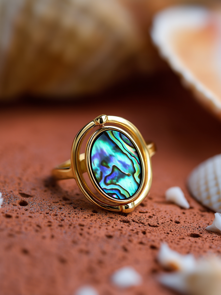 Bague reversible DIVINA nacre blanche et abalone