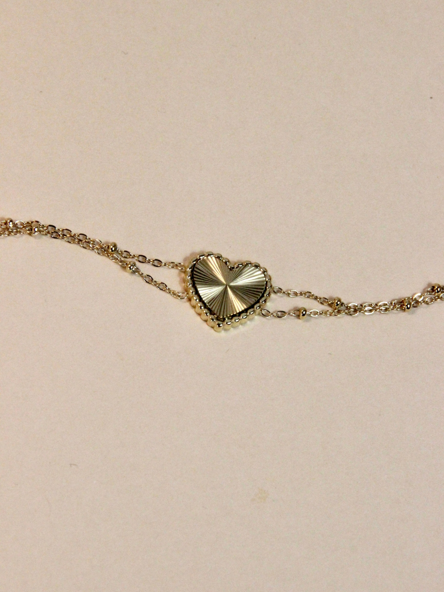 Corazon bracelet - double chain and heart medallion