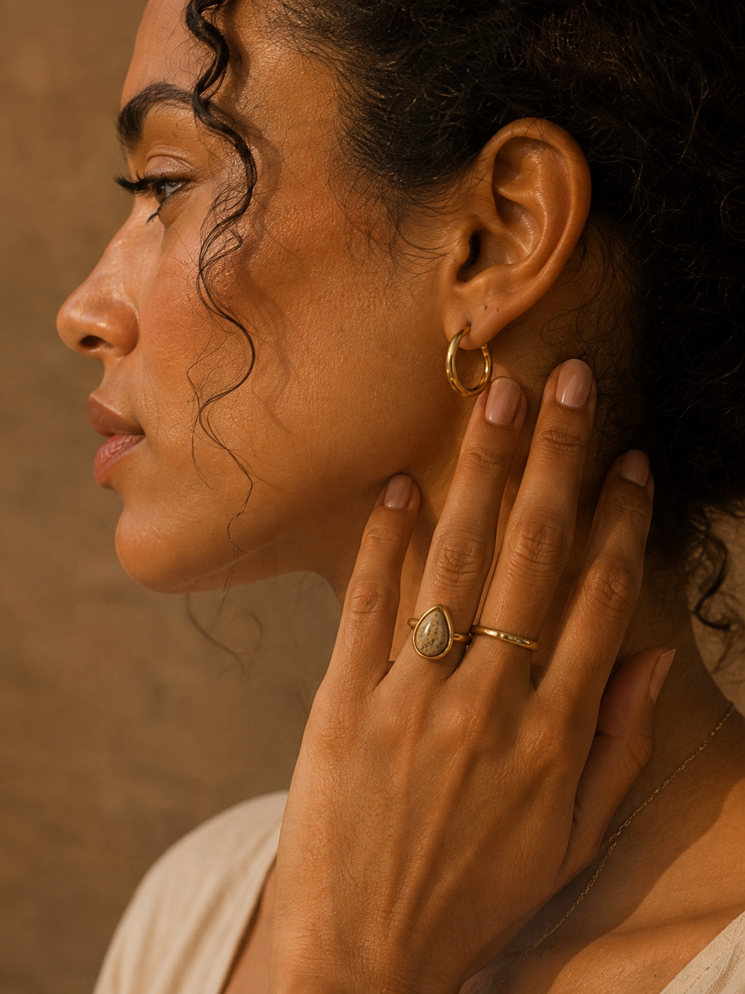 Bague ONDINE — Pierre Naturelle & Or 18k | Bague Ajustable - Univers Aquatique