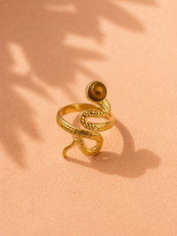 Bague TERRA — Œil de Tigre & Or 24k | Univers Terre