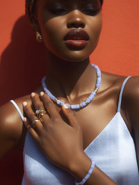 Collier ANTILLES - perles plates naturelles pierres semi précieuses