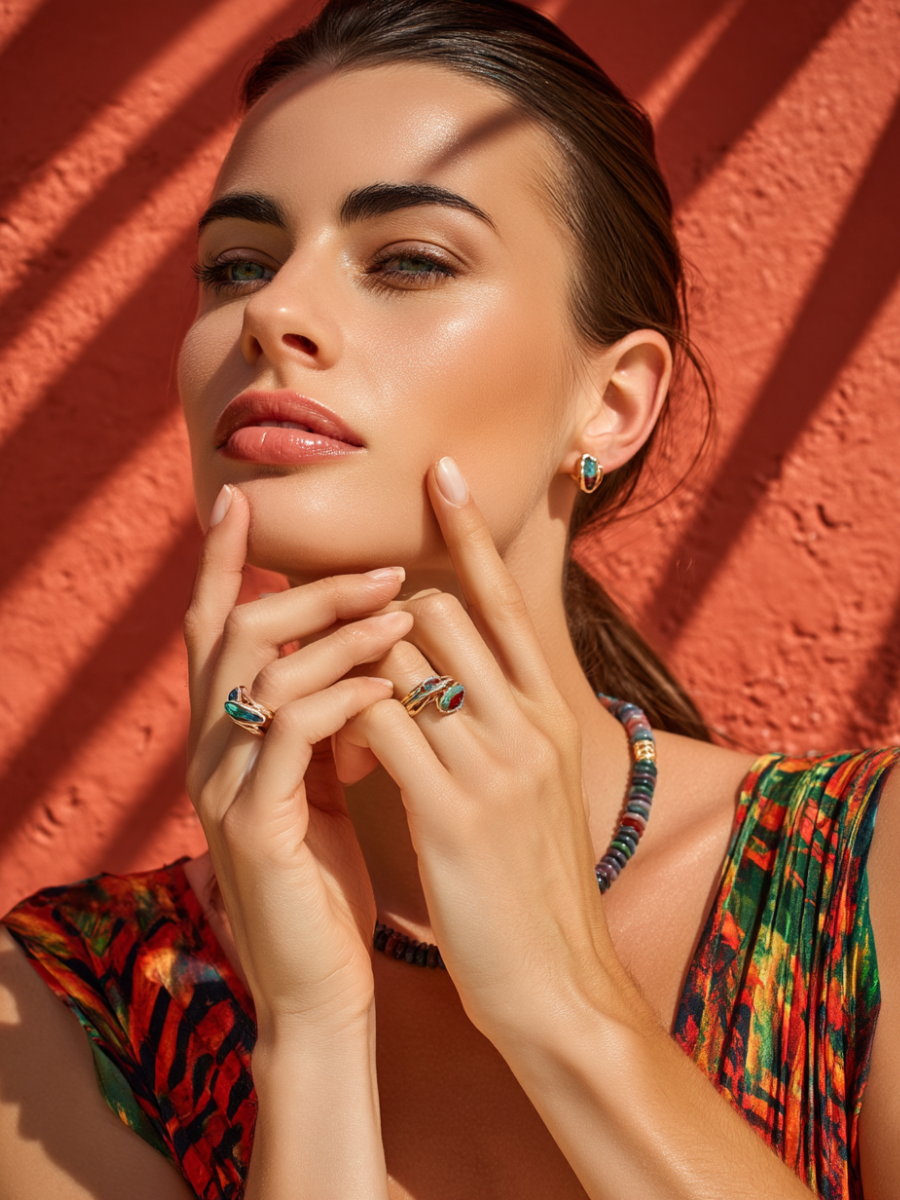 Collier ANTILLES - perles plates naturelles pierres semi précieuses