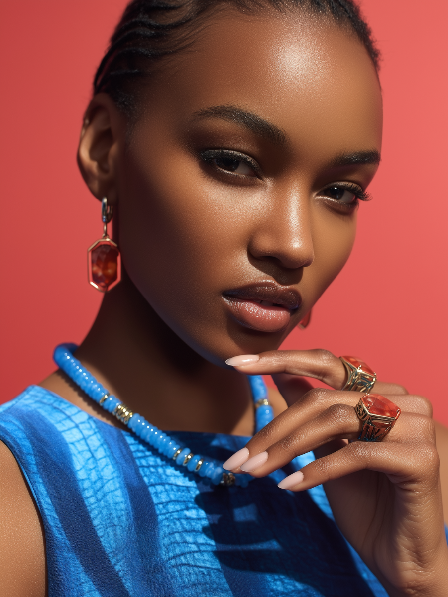 Collier ANTILLES - perles plates naturelles pierres semi précieuses