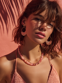 Collier ANTILLES - perles plates naturelles pierres semi précieuses