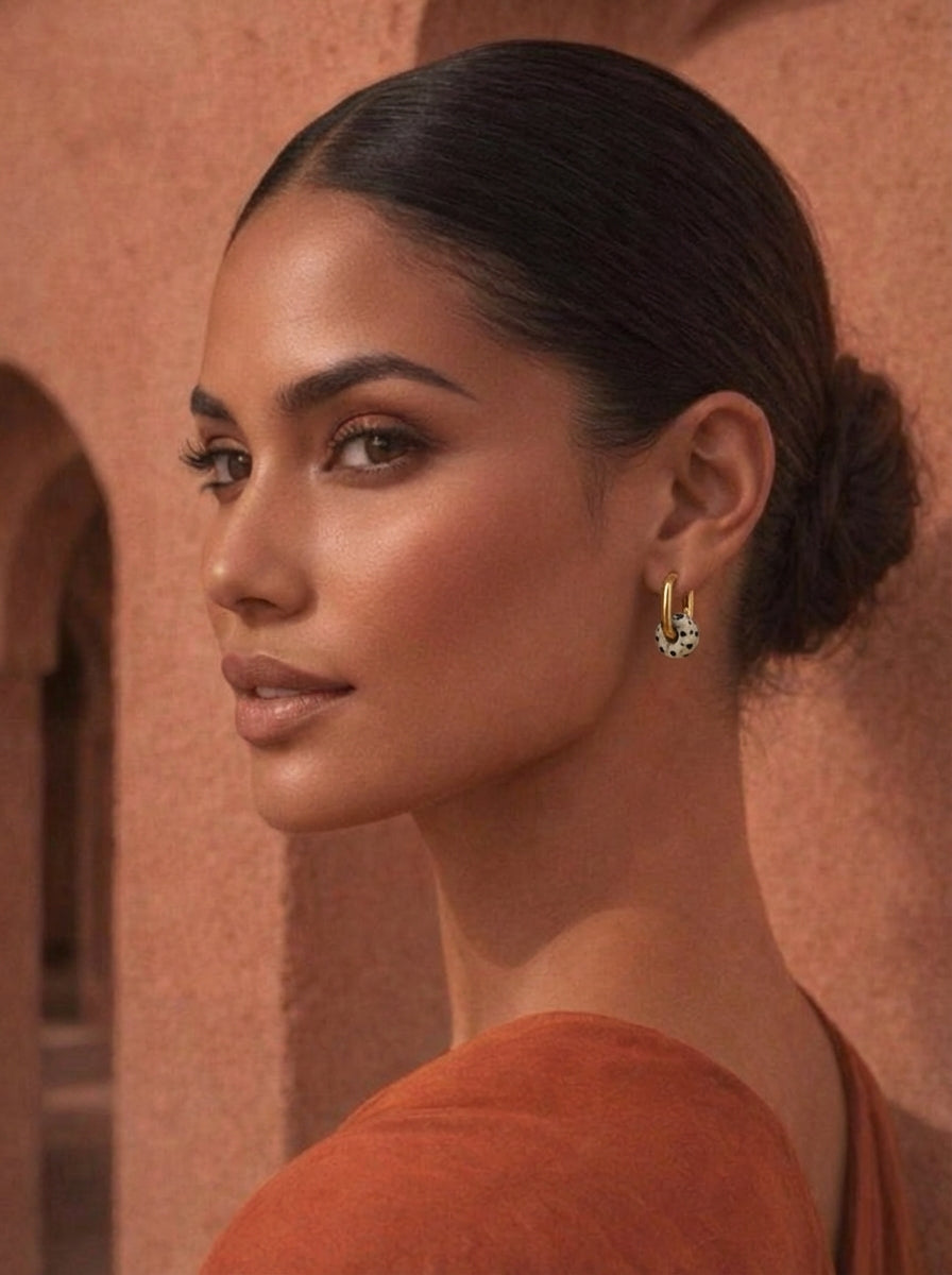 Boucles d’oreilles acier inoxydable jaspe dalmatien 