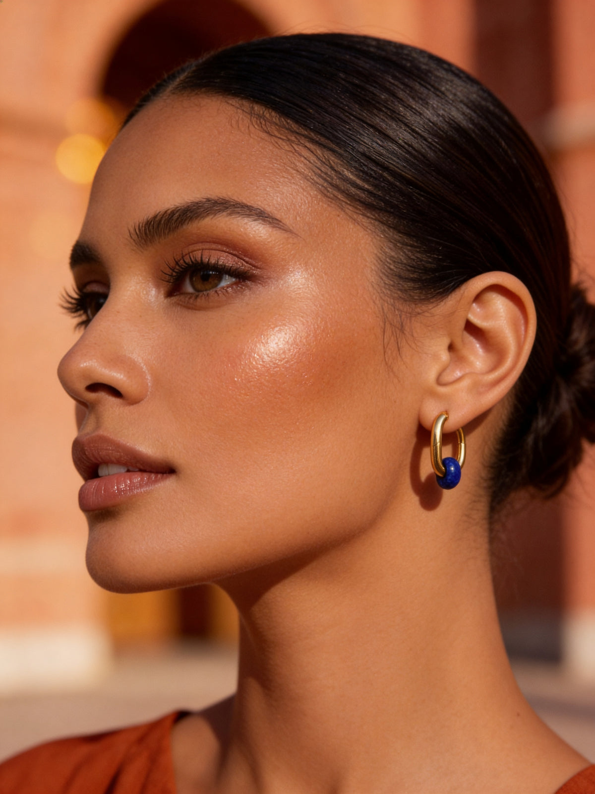 Boucles d’oreilles créoles Lapis Lazuli 