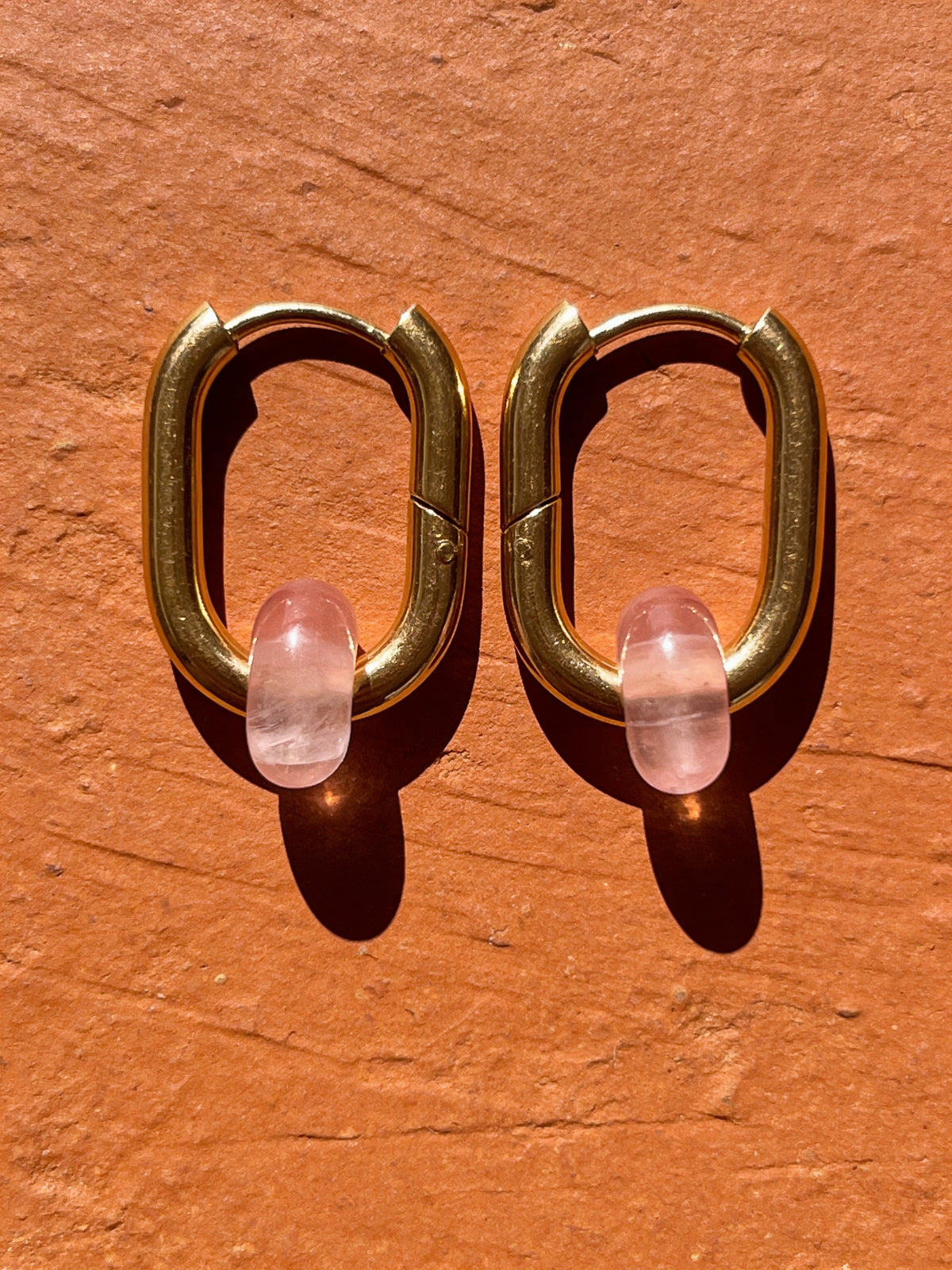 Creoles boucles d’oreilles rectangulaire agates watermelon