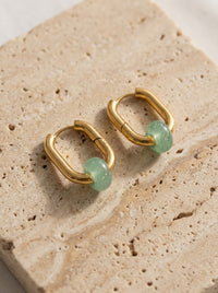 Creoles boucles d’oreilles rectangulaire  aventurine