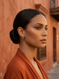 Creoles boucles d’oreilles rectangulaire malachite 