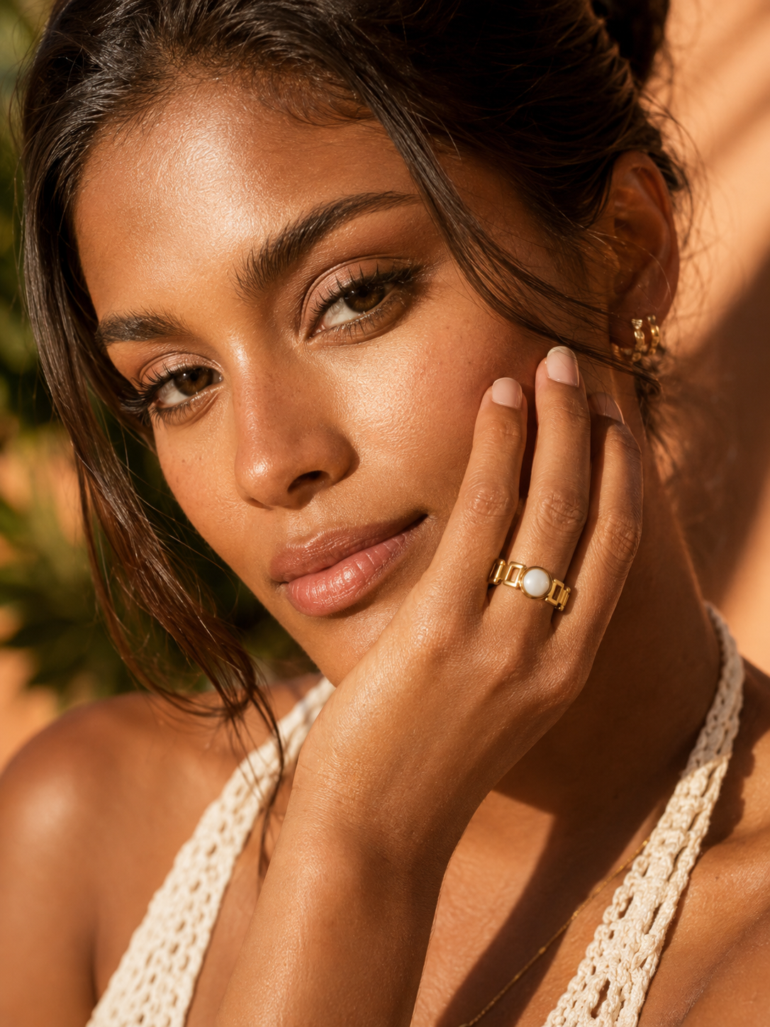 Bague LUTÈCE — Jade Blanc & Or 24k | Parisienne Chic