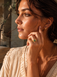 Bague FLORÉA — Pierre Naturelle & Feuillage Doré | Univers Végétal