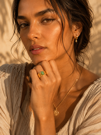 Bague MINERA — Pierre Naturelle & Or 24k Martelé | Univers Terre