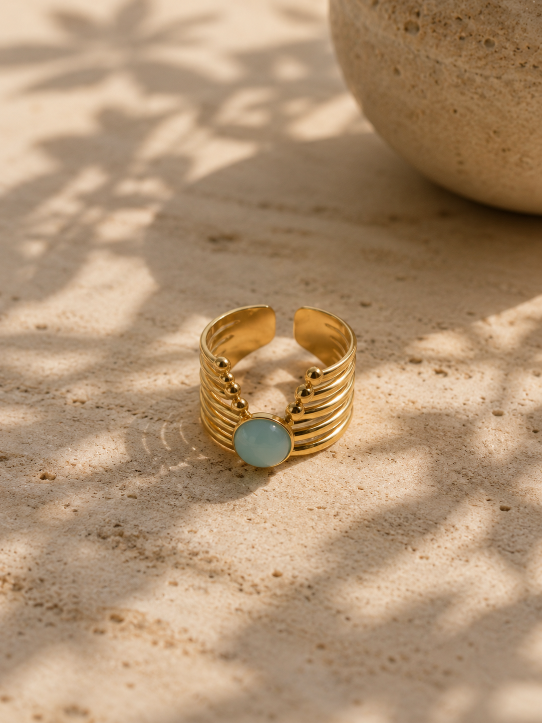 Bague MARÉA — Opale & Or 24k | Univers Aquatique