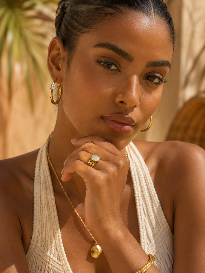 Bague AURÉLIA — Opale & Or 24k | Univers Aquatique
