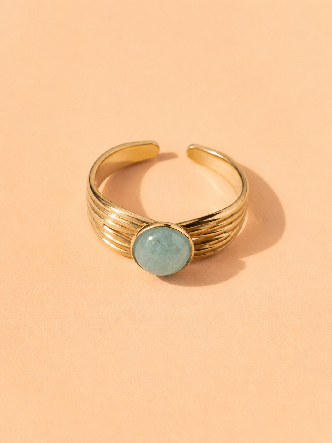Bague ALMÉA — Aventurine & Or 24k | Univers Végétal