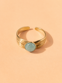 Bague ALMÉA — Aventurine & Or 24k | Univers Végétal