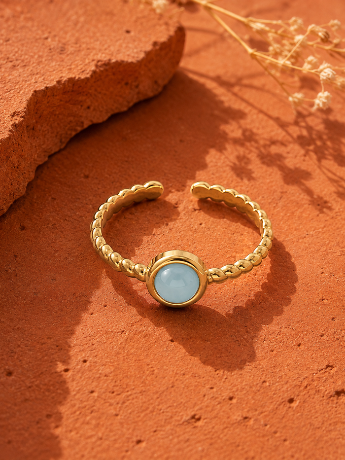 Bague PERLINA — Pierre Naturelle & Or 24k | Univers Aquatique