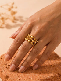 Bague HÉLIA — Billes Dorées Or 24k | Univers Solaire